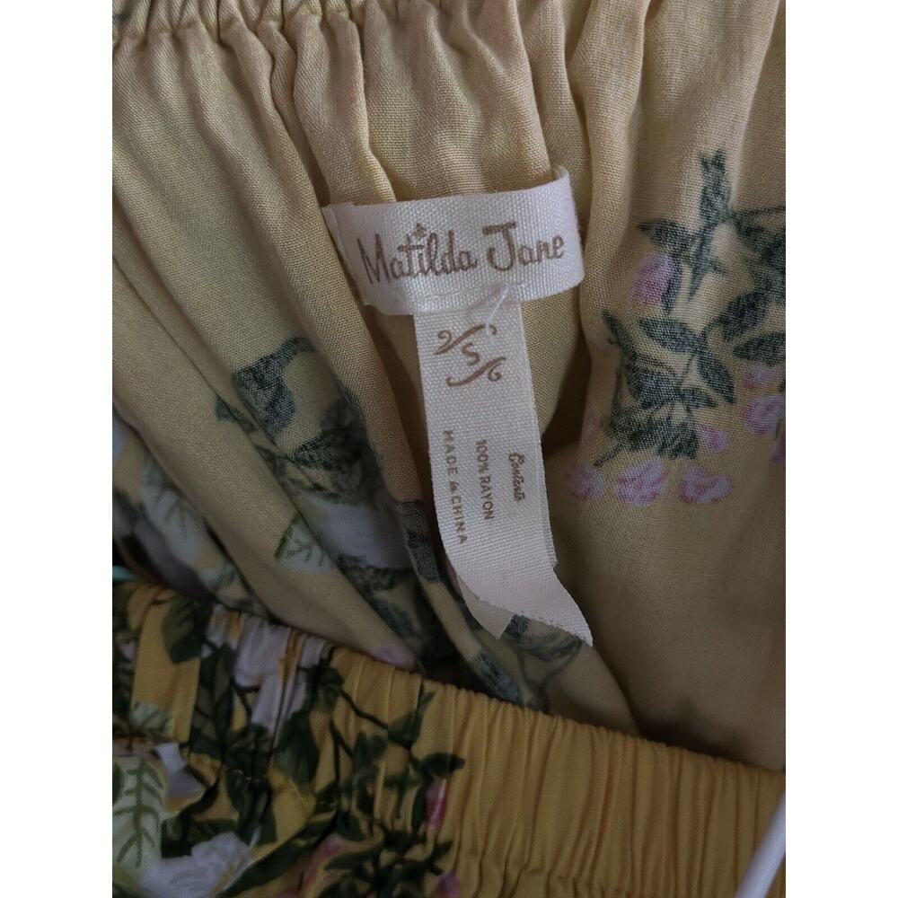 Matilda Jane Hooked On A Feeling Dress Yellow Ruffle Smocked Women's Size Small - Picture 10 of 14
